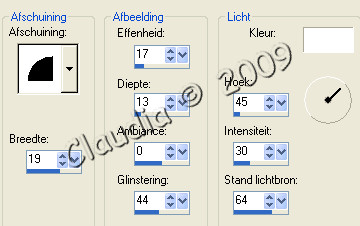 Instellingen afschuining binnen