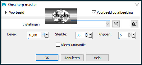 Aanpassen - Scherpte - Onscherp masker :