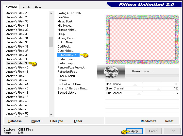 Effecten - Insteekfilters - <I.C.NET Software> - Filters Unlimited 2.0 - Andrew's Filters 3 - Outward Bound