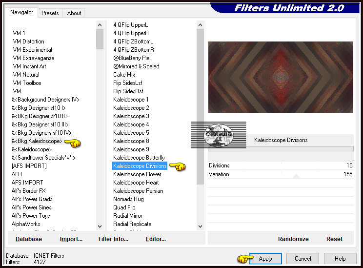 Effecten - Insteekfilters - <I.C.NET Software> - Filters Unlimited 2.0 - &<Bkg Kaleidoscope> - Kaleidoscope Divisions