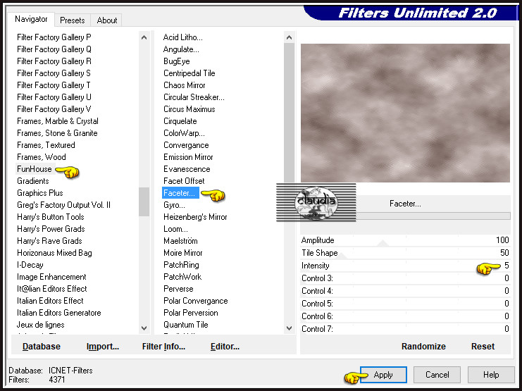 Effecten - Insteekfilters - <I.C.NET Software> - Filters Unlimited 2.0 - FunHouse - Faceter
