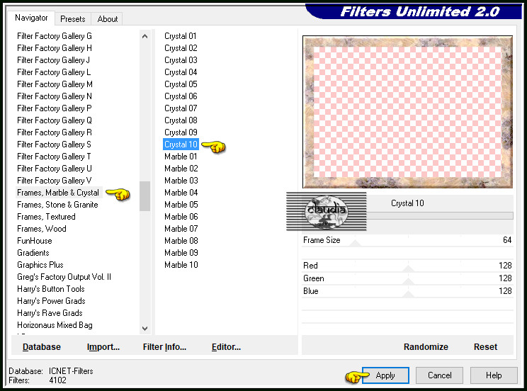 Effecten - Insteekfilters - <I.C.NET Software> - Filters Unlimited 2.0 - Frames, Marble & Crystal