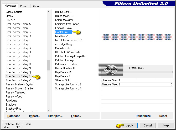 Effecten - Insteekfilters - <I.C.NET Software> - Filters Unlimited 2.0 - Filter Factory Gallery S - Fractal Tiler 