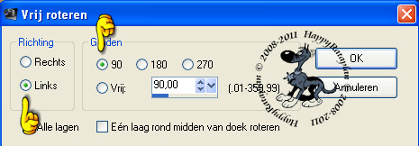 Instellingen vrij roteren