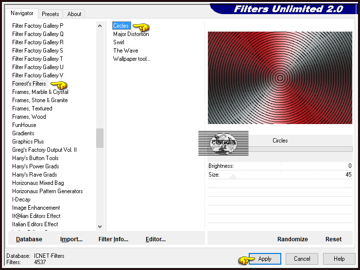 Effecten - Insteekfilters - <I.C.NET Software> - Filters Unlimited 2.0 - Forrest's Filters - Circles