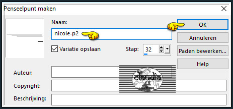 Geef de brushe dezelfde naam en klik op OK