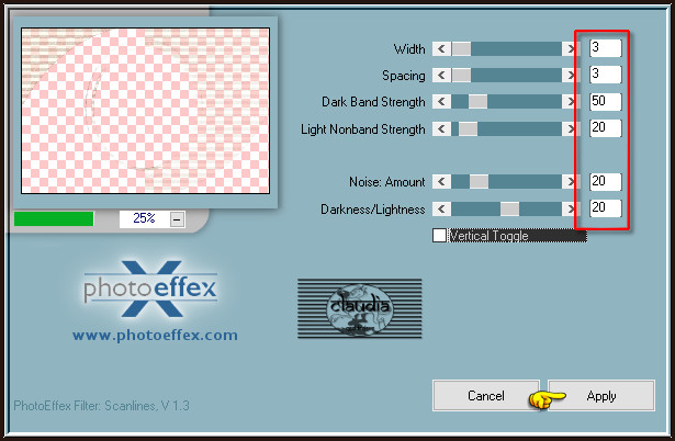 Effecten - Insteekfilters - PhotoEffex - Scanlines