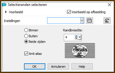 Selecties - Wijzigen - Selectieranden selecteren