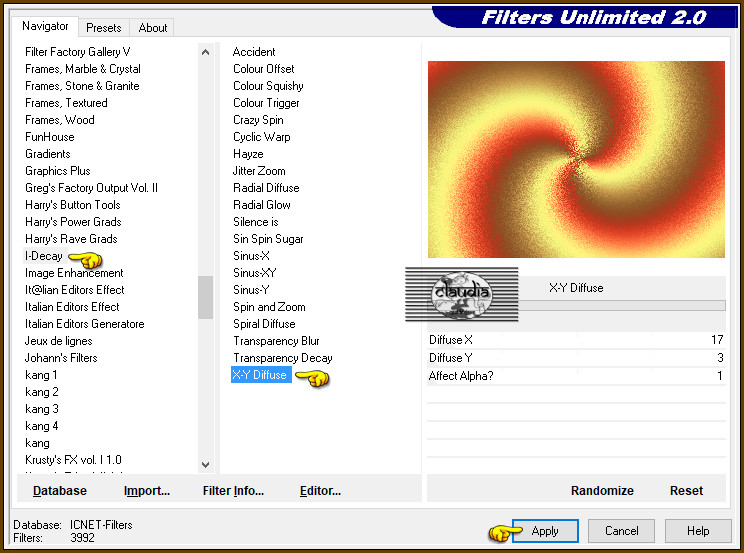 Effecten - Insteekfilters - <I.C.NET Software> - Filters Unlimited 2.0 - I-Decay - X-Y Diffuse