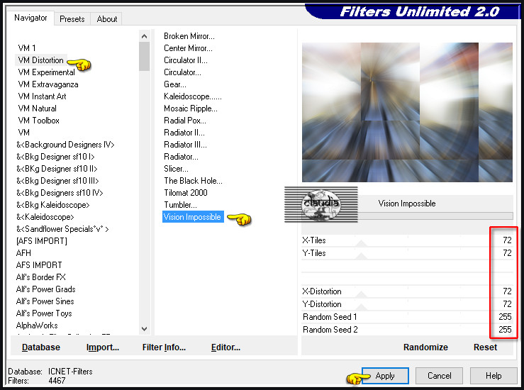 Effecten - Insteekfilters - <I.C.NET Software> - Filters Unlimited 2.0 - VM Distortion - Vision Impossible