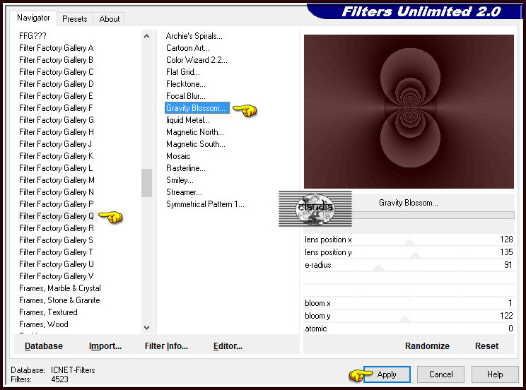 Effecten - Insteekfilters - <I.C.NET Software> - Filters Unlimited 2.0 - Filter Factory Gallery Q - Gravity Blossom