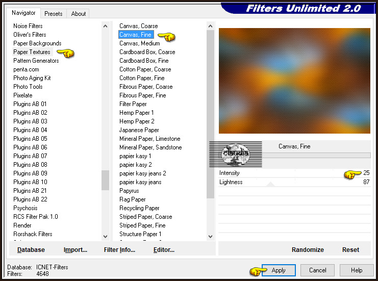 Effecten - Insteekfilters - <I.C.NET Software> - Filters Unlimited 2.0 - Paper Textures - Canvas, Fine :