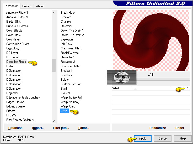 Effecten - Insteekfilters - <I.C.NET Software> - Filters Unlimited 2.0 - Distortion Filters - Whirl 