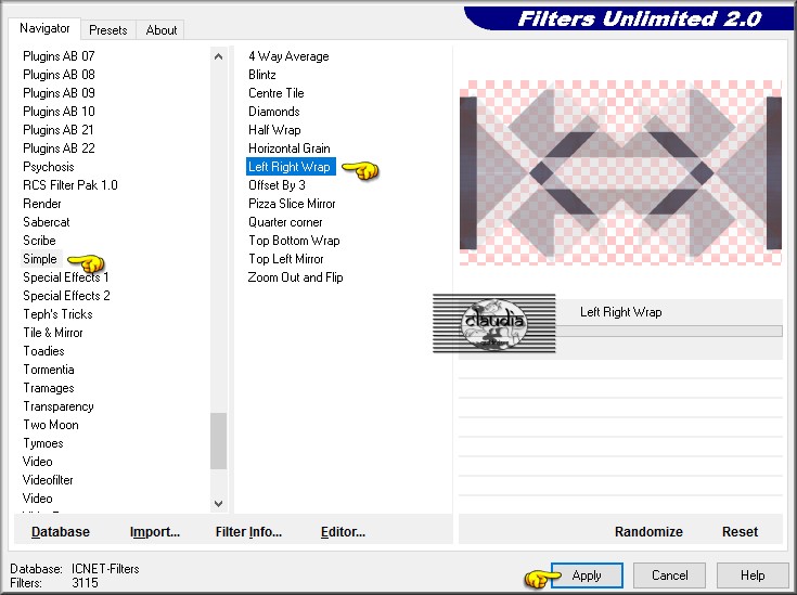 Effecten - Insteekfilters - <I.C.NET Software> - Filters Unlimited 2.0 - Simple - Left Right Wrap