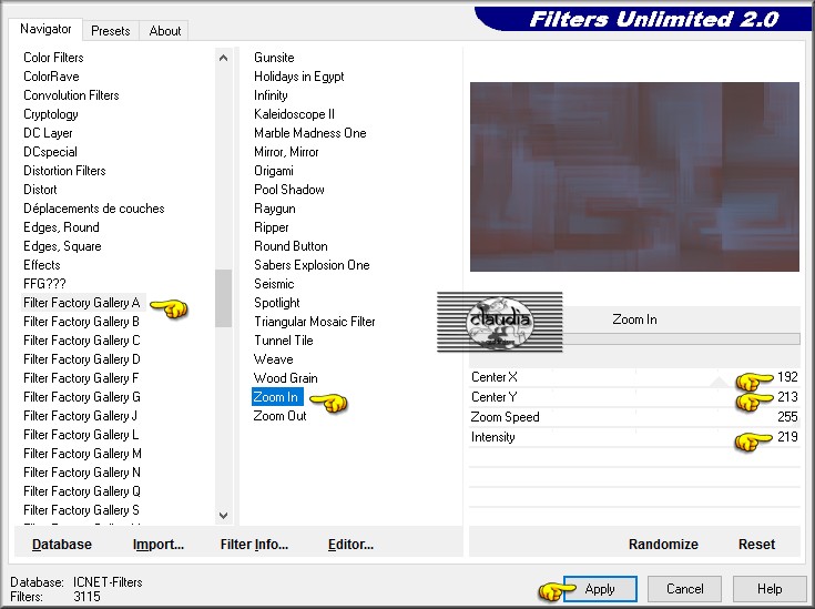 Effecten - Insteekfilters - <I.C.NET Software> - Filters Unlimited 2.0 - Filter Factory Gallery A - Zoom In