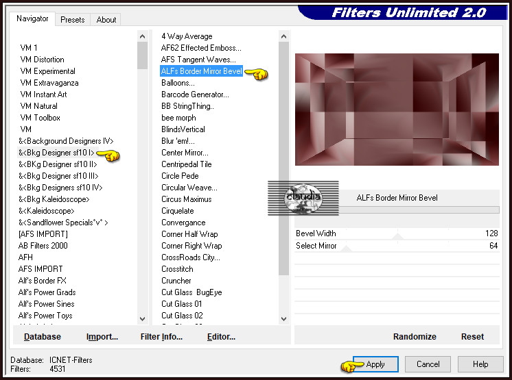 Effecten - Insteekfilters - <I.C.NET Software> - Filters Unlimited 2.0 - &<Bkg Designer sf10 I> - Alf's Border Mirror Bevel