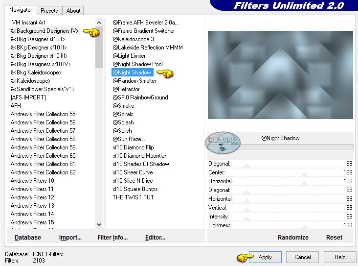 Effecten - Insteekfilters - <I.C. NET Software> - Filters Unlimited 2.0 - &<Background Designers IV> - @Night Shadow