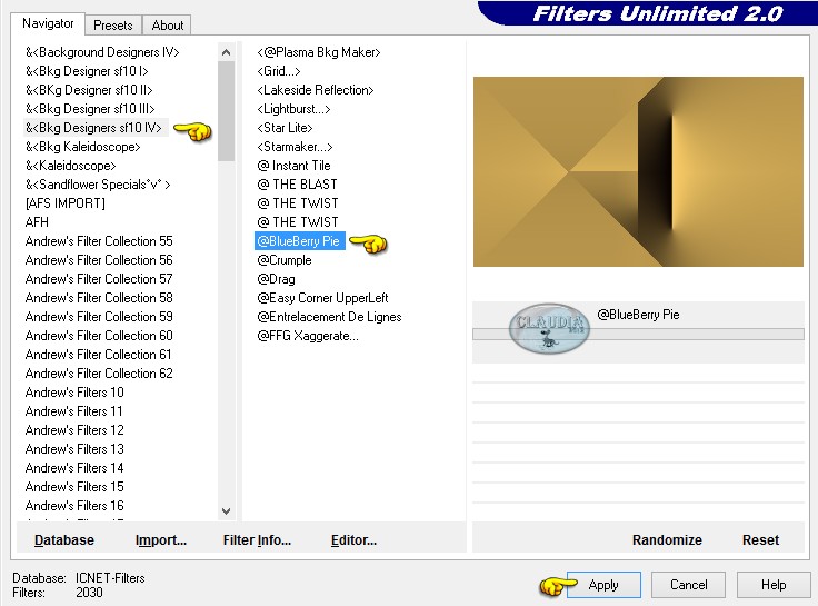 Instellingen filter Bkg Designers sf10 IV - @BlueBerry Pie
