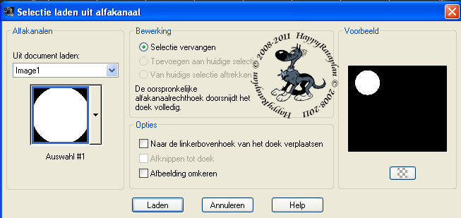 Instellingen selectie uit alfakanaal
