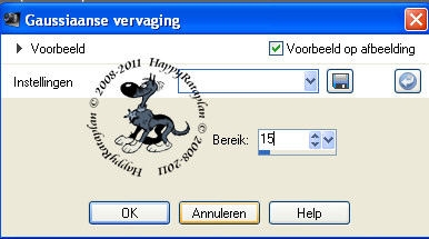 Instelling gaussiaanse vervaging