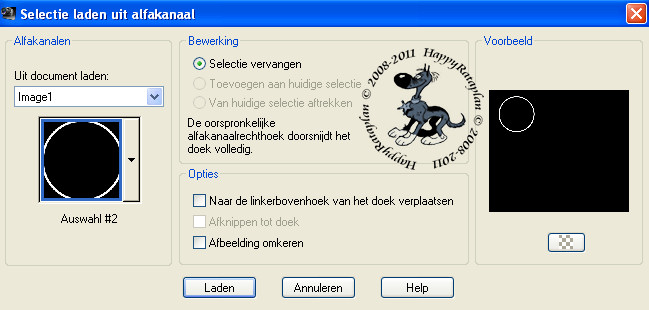 Instellingen selectie uit alfakanaal