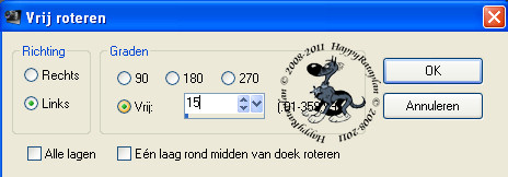Instellingen vrij roteren