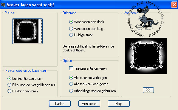 Instellingen voor masker