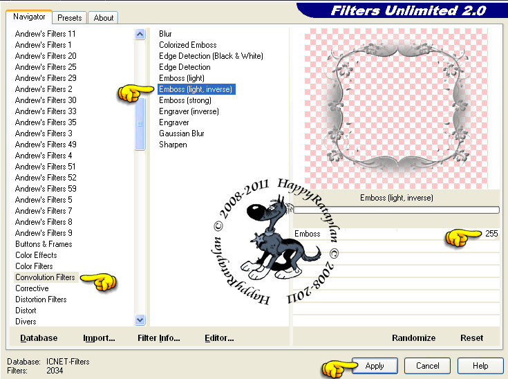 Instellingen Convolution filter