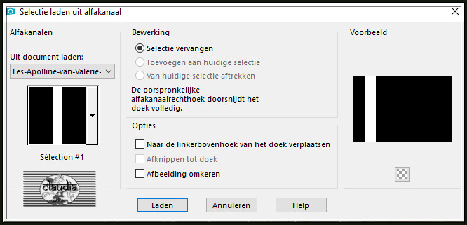 Selecties - Selectie laden/opslaan - Selectie laden uit alfakanaal : Sélection #1