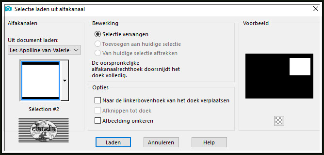 Selecties - Selectie laden/opslaan - Selectie laden uit alfakanaal : Sélection #