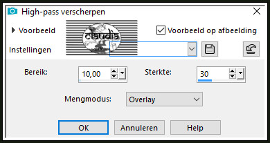 Aanpassen - Scherpte - High-pass verscherpen
