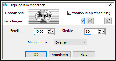 Aanpassen - Scherpte - High-pass verscherpen