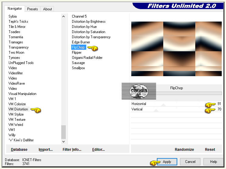 Effecten - Insteekfilters - <I.C.NET Software> - Filters Unlimited 2.0 - VM Distortion - FlipChop