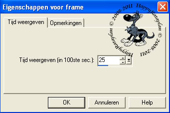 Instelling eigenschappen voor frame