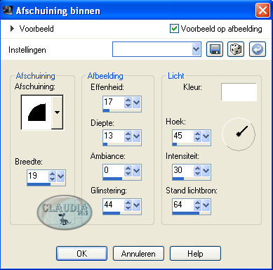 Effecten - 3D Effecten - Afschuining binnen 