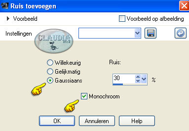 Aanpassen - Ruis toevoegen/verwijderen - Ruis toevoegen : (= grofkorreligheid)