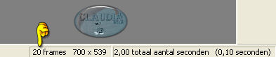 Je klikt daar nu 19 keer op, tot je in totaal 20 frames hebt Dit kun je rechtsonderaan ten allen tijde controleren of je goed aan het tellen bent