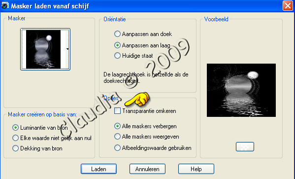 Instellingen voor het masker