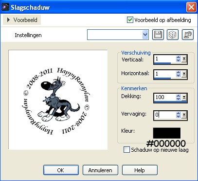 Instellingen slagschaduw