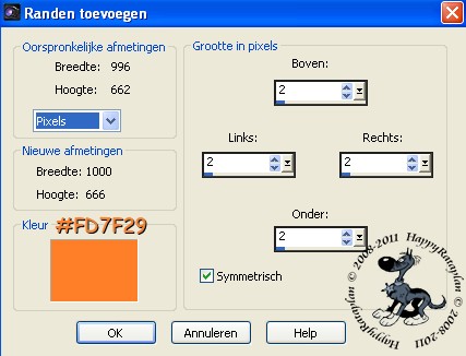 Instellingen randen toevoegen