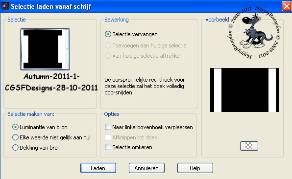 Instellingen selectie