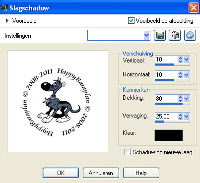 Instellingen voor slagschaduw