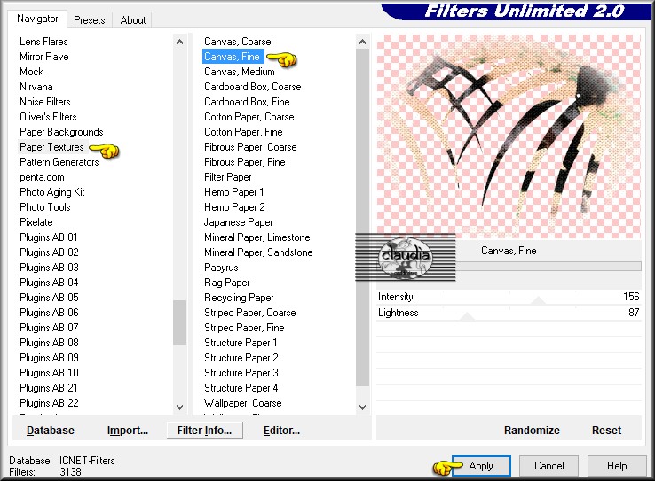 Effecten - Insteekfilters - <I.C.NET Software> - Filters Unlimited 2.0 - Paper Textures - Canvas, Fine