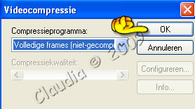 Zet de videocompressie zoals op het plaatje en klik op OK