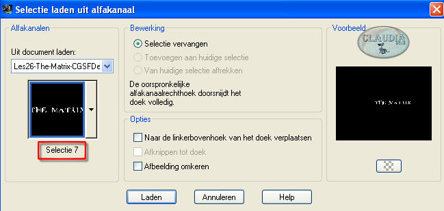 Selecties - Selectie laden/opslaan - Selectie laden uit alfakanaal : Selectie 7