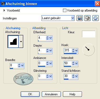 Effecten - 3D Effecten - Afschuining binnen 