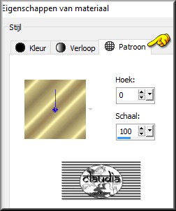 Neem de volgende instellingen voor het Patroon