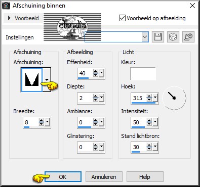 Effecten - 3D Effecten - Afschuining binnen 