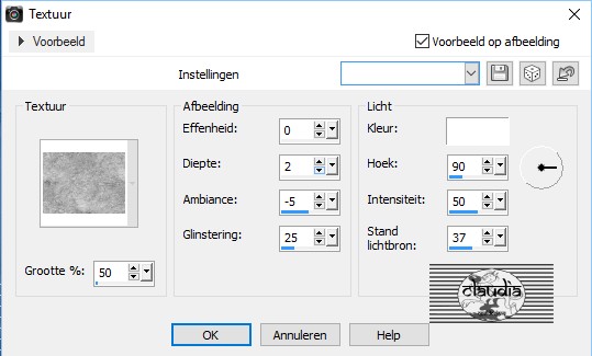Instelllingen Textuur : Corel_15_039/Bont