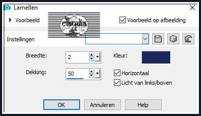 Effecten - Textuureffecten - Lamellen : Kleur = 2de kleur